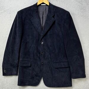 Angelo Nardelli Mens U.S 44R Blazer Jacket Navy Blue Corduroy Made‎ in Italy EUC